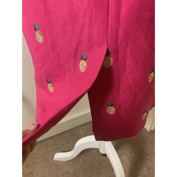 Talbots VtG Pink Pineapple Linen Blend Dress Embroidered Dress USA Summer 8 - Picture 7 of 14